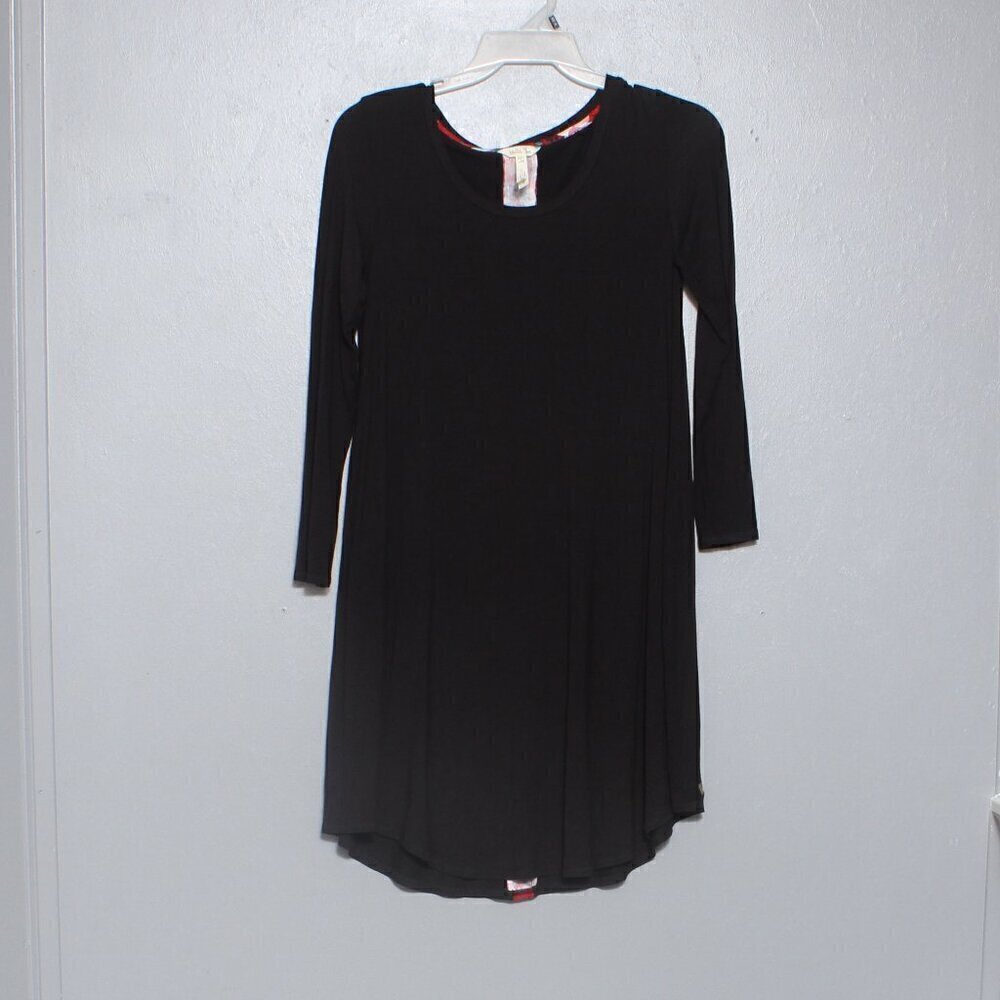 Matilda Jane black long sleeve dress red floral back stripe
